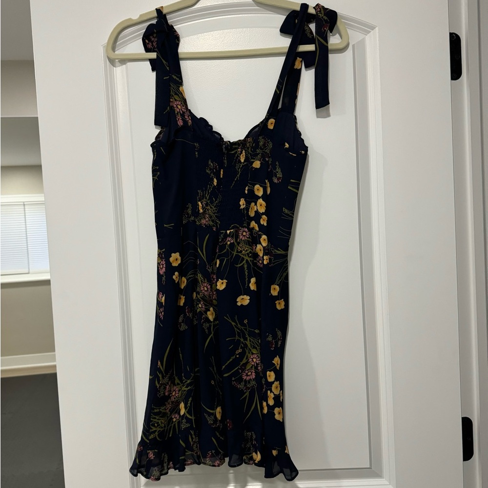 Reformation Navy Floral Tie-Shoulder Mini Dress - Picture 5 of 8